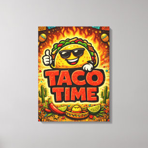 Impressão Em Tela Taco Time - Fiasco da Festa - Fãs da Comida