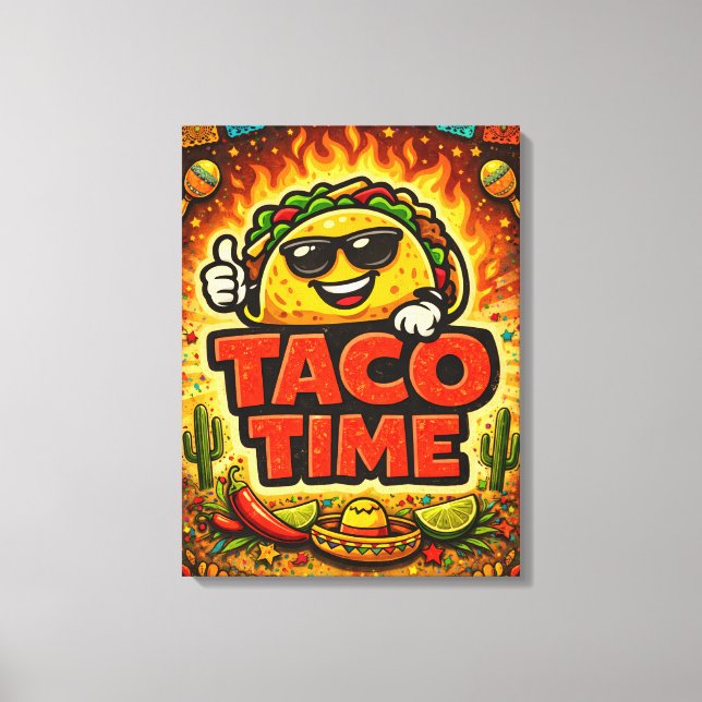 Impressão Em Tela Taco Time - Fiasco da Festa - Fãs da Comida (Frente)