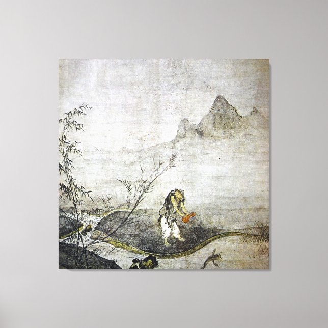 Impressão Em Tela Taikō Josetsu / Captura de um Peixe-Peixe com uma  (Frente)