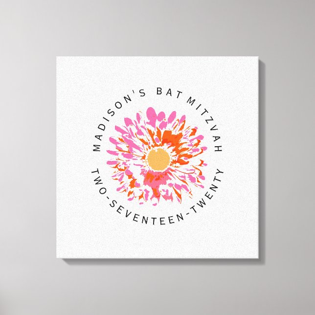 Impressão Em Tela TÃO BONITO Bat Mitzvah Sign In Memory Conselho (Frente)