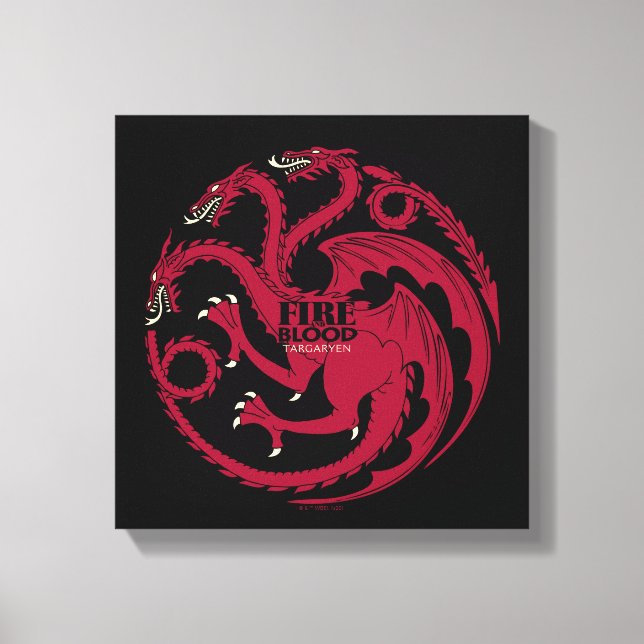 Impressão Em Tela Targaryen Sigil - Fire & Blood (Frente)