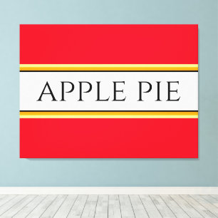 Impressão Em Tela TARTA DE MAÇÃ Doce Vermelho Brilhante Listras Bran