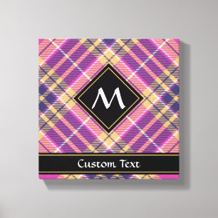 Impressão Em Tela Tartan rosa, Dourado e azul