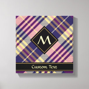 Impressão Em Tela Tartan roxo, Dourado e azul