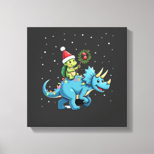 Impressão Em Tela Tartaruga do Papai Noel Montando Rena T-Rex Luz de
