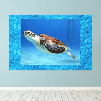 Impressão Em Tela Tartaruga Nadando 152cm x 102cm Lona Enrolada