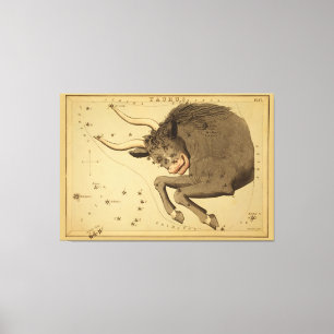 Impressão Em Tela Taurus - Sinal de Vintage da Imagem Zodíaca