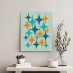 Impressão Em Tela Teal de Starburst Atômica de meio século, Aqua, Or<br><div class="desc">Meio século,  Starburst de Idade Atômica. Inspirada no espírito otimista daquela época,  essa design emergiu do desejo de misturar as formas icônicas com uma explosão contemporânea de cores brilhantes e elevadoras.</div>