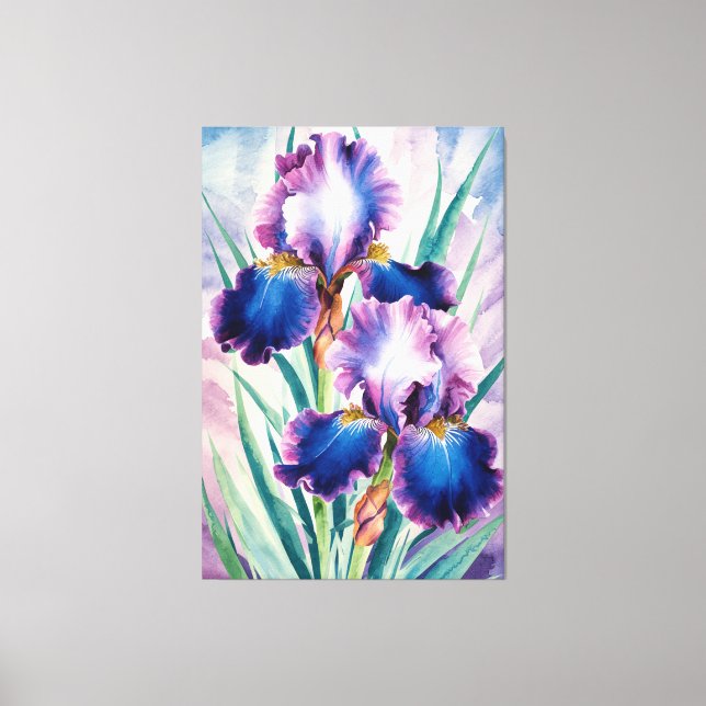 Impressão Em Tela *~* Teal Iris Flower Artsy Iris Painting AP84 (Frente)