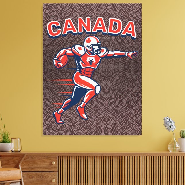 Impressão Em Tela Team Canada Football Dynamic Patriotic Athlete Art (Insitu(Sala de estar))