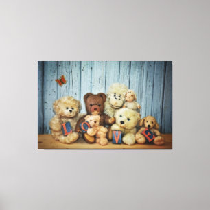 Impressão Em Tela Teddy com amigos