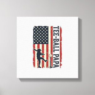 Impressão Em Tela Tee Ball Papai Bandeira Americana Camisa Vintage D
