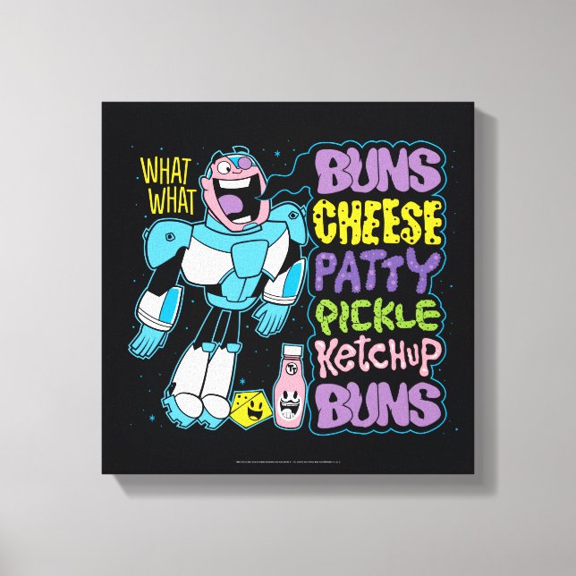 Impressão Em Tela Teen Titans Go! | Cyborg Burger Rap (Frente)