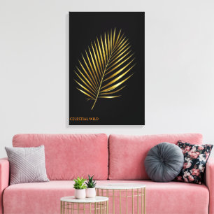 Impressão Em Tela Tela Arte Tropical de Palmeira Dourada Majestosa