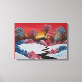 Impressão Em Tela Tela Colorida de Inverno Vermelho Neve Vermelho Su