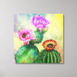 Impressão Em Tela Tela Colorida Flores de Cactus - Impressão - Pintu