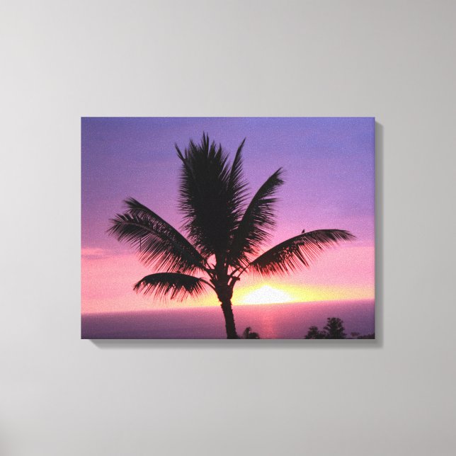 Impressão Em Tela Tela Colorida Sunset e Palm Tree Print (Frente)