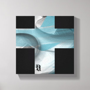 Impressão Em Tela Tela de Arte Abstrata Tendência 8x8" Preto Branco
