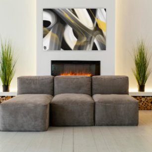 Impressão Em Tela Tela de arte abstrata Trend 24x18" Preto Branco Do