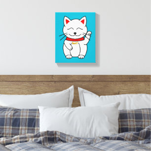 Impressão Em Tela Tela de Arte Minimalista de Gato Sortudo