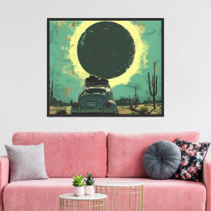 Impressão Em Tela Tela de Carro Esportivo Synthwave Sunset dos Anos 