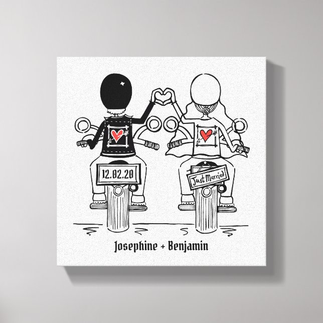 Impressão Em Tela Tela de Casamento de Motocicleta Personalizada Bik (Frente)