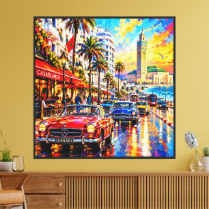 Impressão Em Tela Tela de Cidade de Casablanca Expressionista Abstra