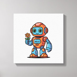 Impressão Em Tela Tela de desenho quadrada de desenho robô amigável