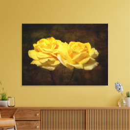 Impressão Em Tela Tela de Esticamento de Rosa Amarelo Texturizada