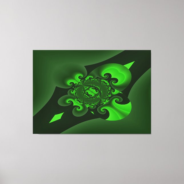 Impressão Em Tela Tela De Onda Espiral Verde Escura E Limão (Frente)