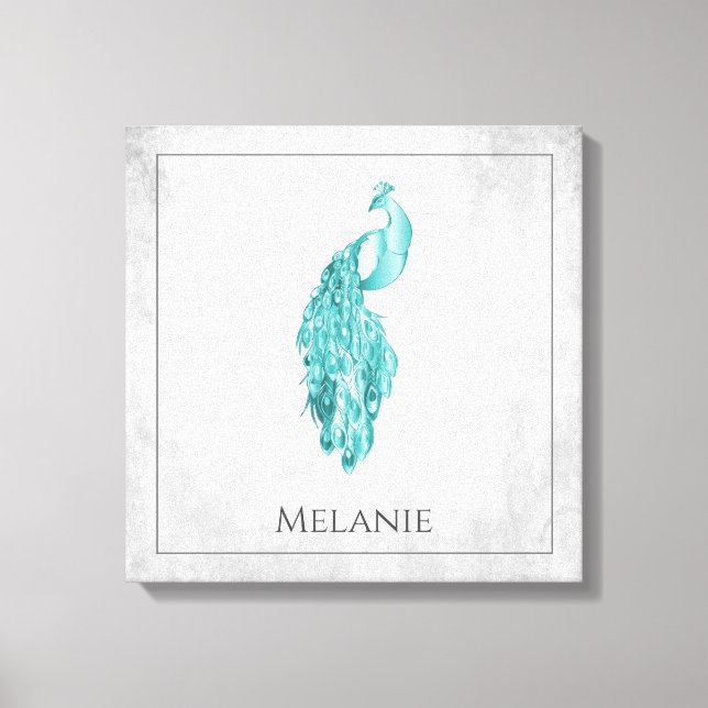 Impressão Em Tela Tela de Peacock Teal Elegante (Frente)