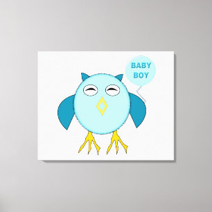 Impressão Em Tela Tela de pintura de coruja azul-branca