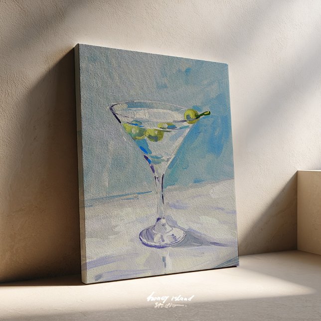 Impressão Em Tela Tela de pintura Martini (martini art, cocktail decor, bar wall art, drink painting, retro style, modern chic, glam wall art, )