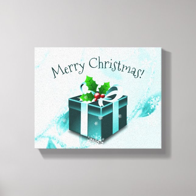 Impressão Em Tela Tela de presentes de Natal Teal (Frente)