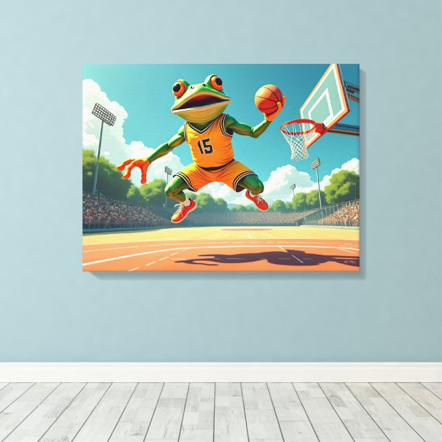 Impressão Em Tela Tela de Sapo de basquete (Insitu(piso de madeira))