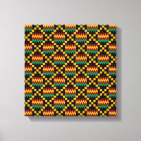 Tela do Kente Preta, Verde, Vermelha e Amarela