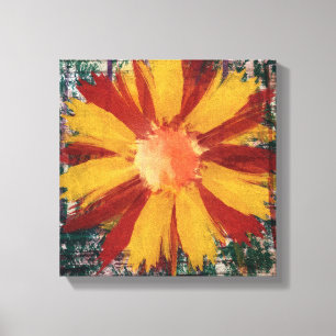 Impressão Em Tela Tela Envelopada, Flor Grunge