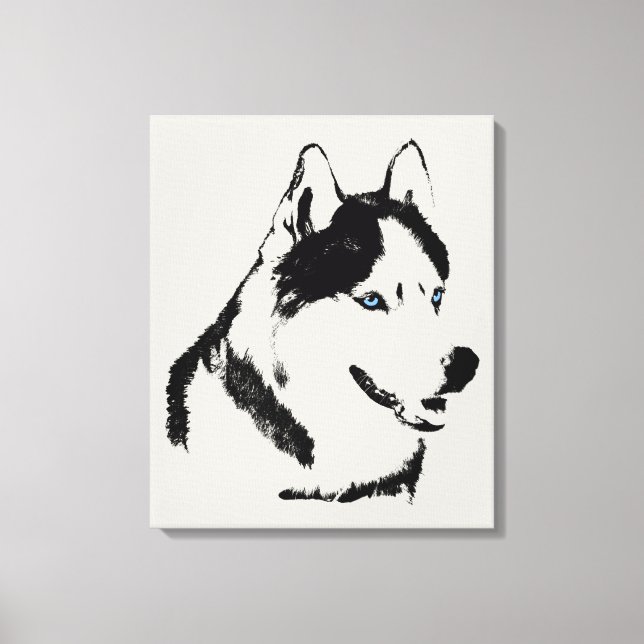 Impressão Em Tela Tela Esticada de Impressão Husky Cachorro Husky Si (Frente)