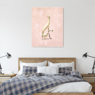 Impressão Em Tela Tela Esticada Greyhound Art Déco Dourado Rosa