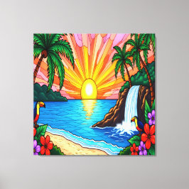 Impressão Em Tela Tela Inspirada em Vitral Tropical