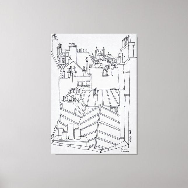 Impressão Em Tela Telhados de Paris, França (Frente)