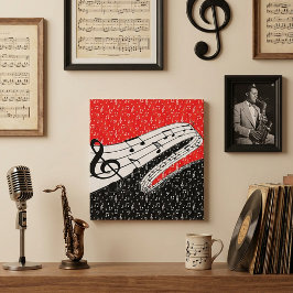 Impressão Em Tela tema musical vermelho e preto