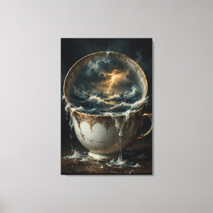 Impressão Em Tela Tempestade Em Uma Xícara — Arte Surrealista do Oc