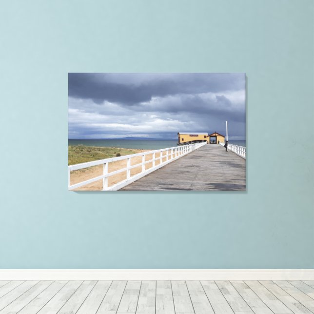 Impressão Em Tela Tempestade Sobre o Pier de Queenscliff (Insitu(piso de madeira))