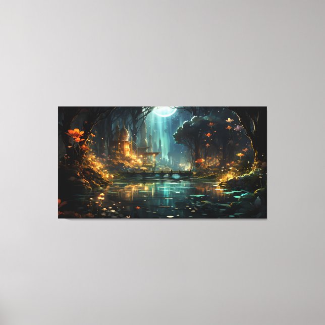 Impressão Em Tela Templo de Floresta Escondido à Lua (Frente)
