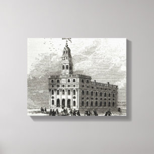 Impressão Em Tela Templo de Mormon em Salt Lake, 1854