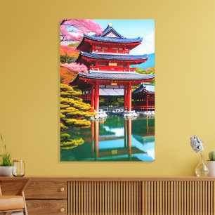 Impressão Em Tela Templo Japonês 