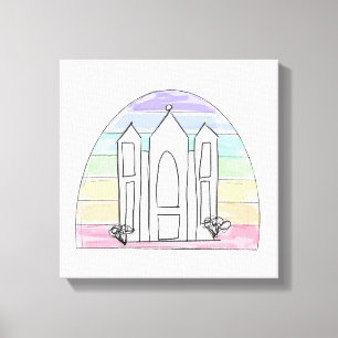 Impressão Em Tela Templo LDS Salt Lake City pôr do sol arco-íris mór