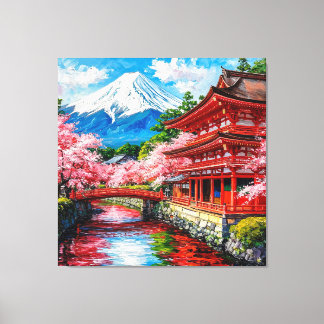 Impressão Em Tela Templo Tradicional Japonês com Sangue de Cereja