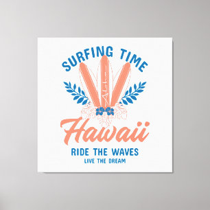 Impressão Em Tela Tempo de Surfe Havaí Monte as Ondas